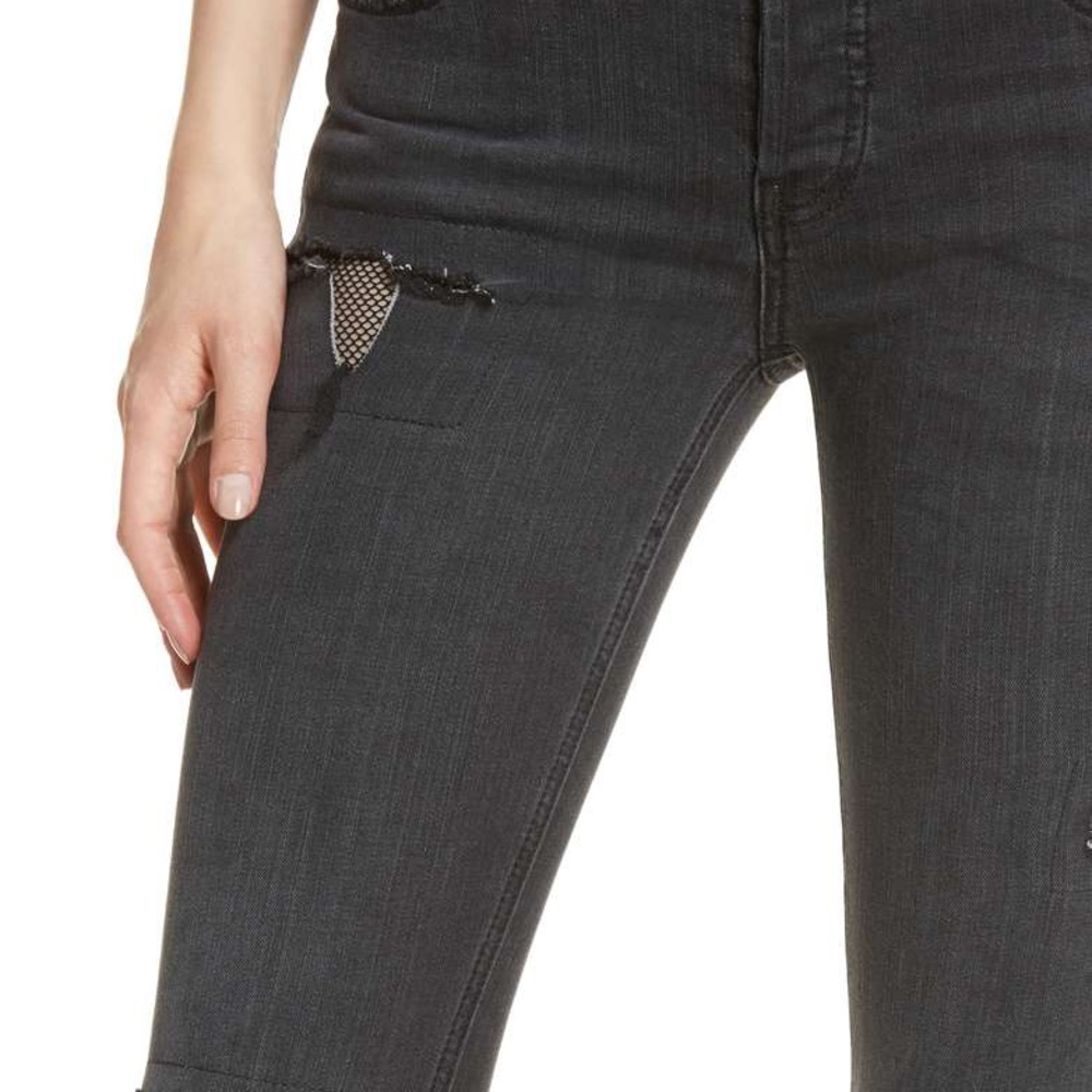 NWT Free People Fishnet Crop Skinny Jeans - Picture 2 of 8